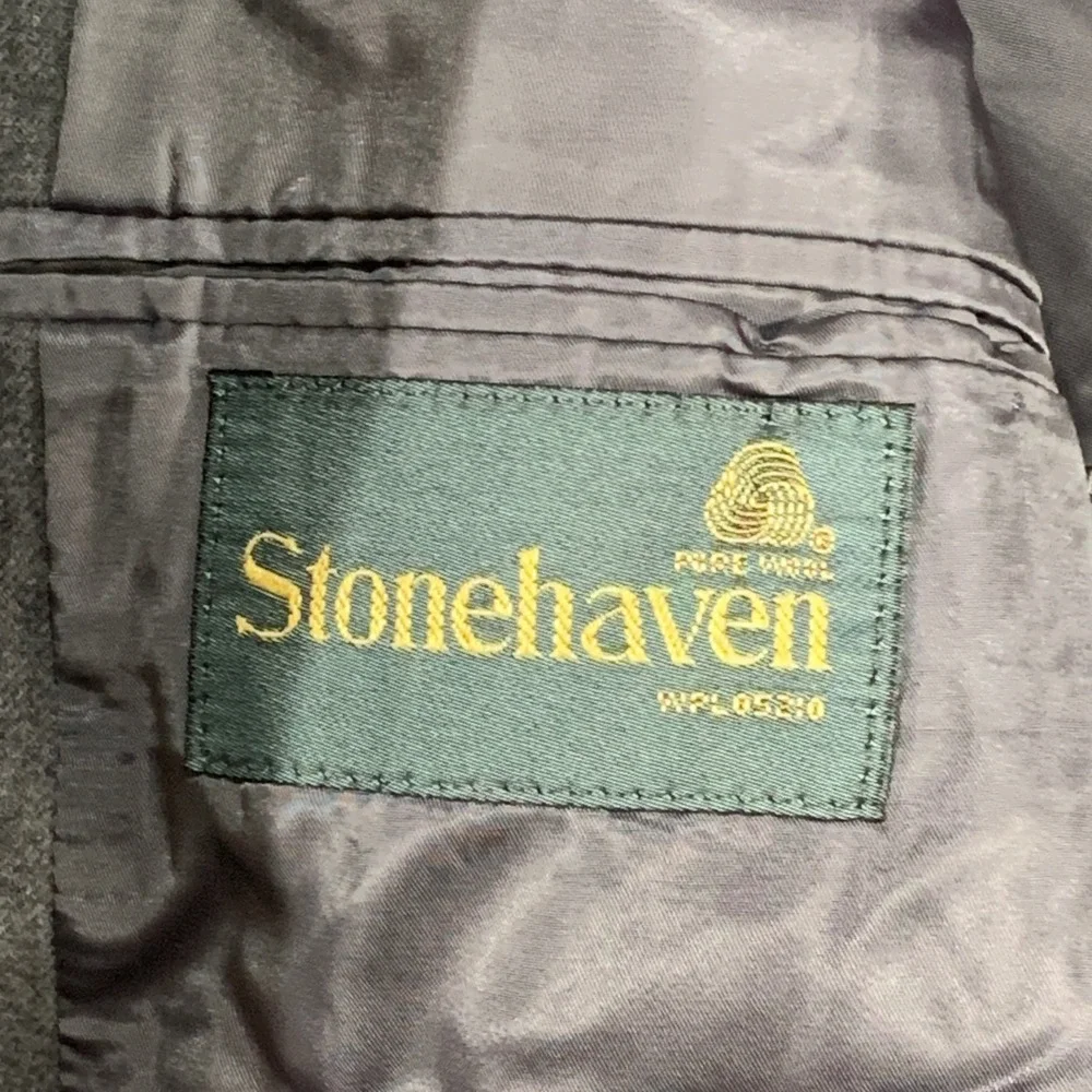 Vintage Stonehaven Pure Wool Gray Blazer Mens 42MS‎ Made in USA Sport Coat